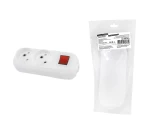 Колодка розеточная 2 гнезда 2P+E c выключателем 16А 250В белая TDM