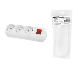 Колодка розеточная 3 гнезда 2P+E c выключателем 16А 250В белая  TDM