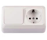 Bloc intrerupator 1P+priza 2P+E alb IP20 VENUS 1000kW