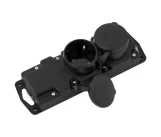 Колодка розеточная 2 гнезда 2P+E 16A каучук черная IP44  BYELECTRICA
