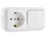 Bloc intrerupator 2P+priza 2P+E alb IP20 SELENA 1000kW