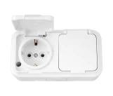 Розетка двойная 2P+E 16A белая IP54 ПРАЛЕСКА BYELECTRICA