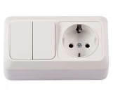 Bloc intrerupator 2P+priza 2P+E alb IP20 VENUS 1000kW