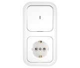 Bloc intrerupator 1P+LED+priza 2P+E alb Garmonya BYELECTRICA