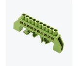 Bara N 6x9mm 10P izolata pe bara DIN verde MegaWatt