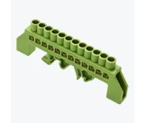 Bara N 6x9mm 12P izolata pe bara DIN verde MegaWatt