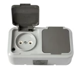 Priza 2P 16A dubla  gri IP44 Pralieska BYELECTRICA