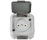 Priza 2P 16A gri IP44 Pralieska BYELECTRICA