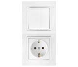 Блок комбинированный выключатель 2P+розетка 2P+E белый УЮТ BYELECTRICA
