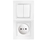 Блок комбинированный выключатель 2P+розетка 2P белый УЮТ BYELECTRICA
