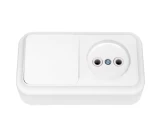 Bloc intrerupator 1P+priza 2P alb Pralieska BYELECTRICA