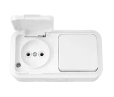 Блок комбинированный выключатель 1P+розетка 2P белый IP54 ПРАЛЕСКА BYELECTRICA
