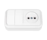 Bloc intrerupator 2P+priza 2P alb Pralieska BYELECTRICA