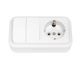 Bloc intrerupator 2P+priza 2P+E alb Pralieska BYELECTRICA