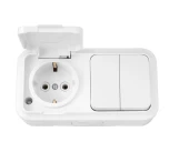 Блок комбинированный выключатель 2P+розетка 2P+Е белый IP54 ПРАЛЕСКА BYELECTRICA