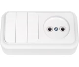 Bloc intrerupator 3P+priza 2P alb Pralieska BYELECTRICA