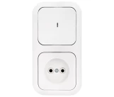 Bloc intreruaptor 1P+LED+priza 2P alb Garmonya BYELECTRICA