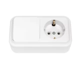 Bloc intrerupator 1P+priza 2P+E alb Pralieska BYELECTRICA