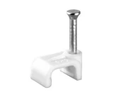 Скоба 7 мм плоская пластиковая белая (50шт) MegaWatt