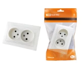Розетка двойная c зашитой  2P 10A белая ТАЙМЫР TDM