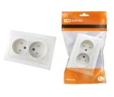 Розетка двойная c зашитой 2P 10A белая ТАЙМЫР TDM