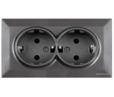 Priza 2P+E 16A dubla antracit CANDELA Mutlusan