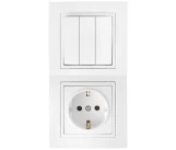 Блок комбинированный выключатель 3P+розетка 2P+E белый УЮТ BYELECTRICA