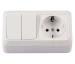 Bloc intrerupator 2P+priza 2P+E alb IP20 VENUS 1000kW